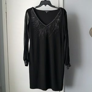 Black dress w sheer open arms and studded design